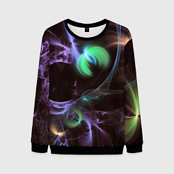 Свитшот мужской Магические фиолетовые волны и цветные космические, цвет: 3D-черный