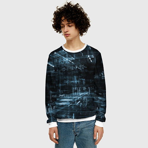 Мужской свитшот Формулы подсказки / 3D-Белый – фото 3