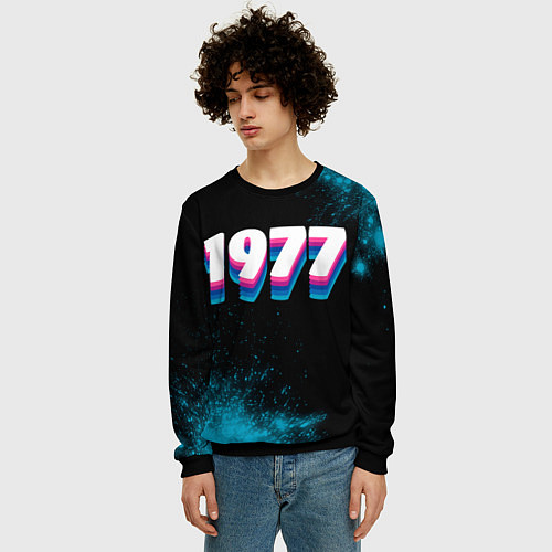 Мужской свитшот Made in 1977: vintage art / 3D-Черный – фото 3