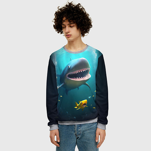 Мужской свитшот Я акула туруру / 3D-Меланж – фото 3