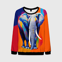 Свитшот мужской Слон красочный, цвет: 3D-черный