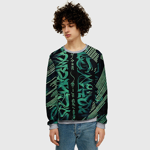 Мужской свитшот Каллиграфический / 3D-Меланж – фото 3