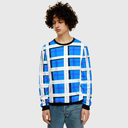 Свитшот мужской Синяя клетка, цвет: 3D-черный — фото 2