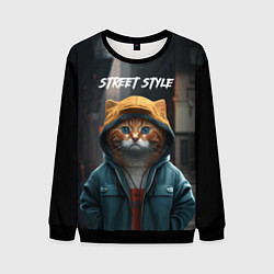 Свитшот мужской Street cat, цвет: 3D-черный