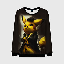 Свитшот мужской Пикачу в строгом костюме, цвет: 3D-черный
