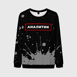 Свитшот мужской Аналитик - в рамке красного цвета, цвет: 3D-черный