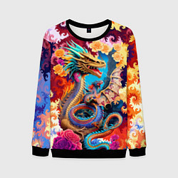 Свитшот мужской Japan dragon - irezumi - tattoo - art, цвет: 3D-черный