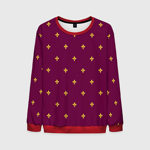 Мужской свитшот Геральдическая лилия на пурпурном фоне / 3D-Красный – фото 1