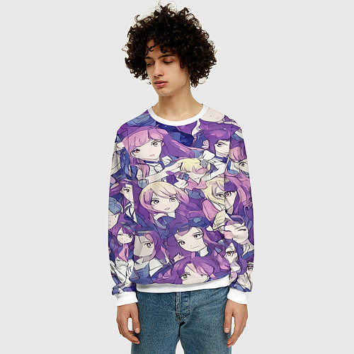 Мужской свитшот Японские девушки в стиле анимэ / 3D-Белый – фото 3