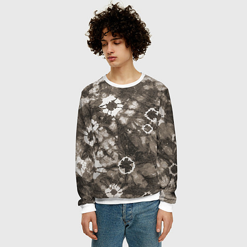 Мужской свитшот Коричневый тай-дай / 3D-Белый – фото 3