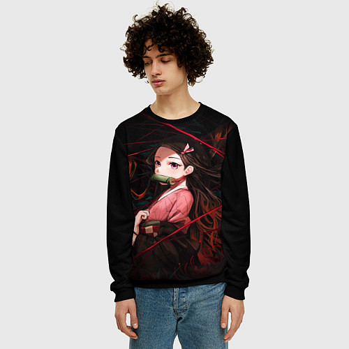 Мужской свитшот Nezuko Demon Slayer art / 3D-Черный – фото 3