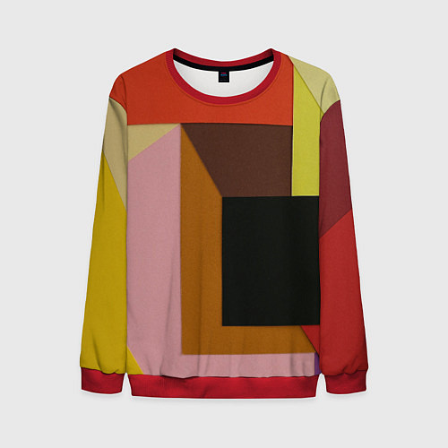 Мужской свитшот Геометрическое множество разноцветных фигуры / 3D-Красный – фото 1