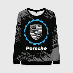 Свитшот мужской Porsche в стиле Top Gear со следами шин на фоне, цвет: 3D-черный