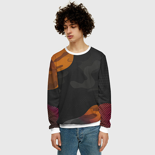 Мужской свитшот Необычный камуфляж / 3D-Белый – фото 3