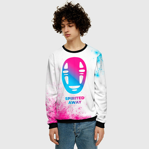 Мужской свитшот Spirited Away neon gradient style / 3D-Черный – фото 3