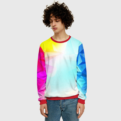 Мужской свитшот Gradient colors geometry / 3D-Красный – фото 3