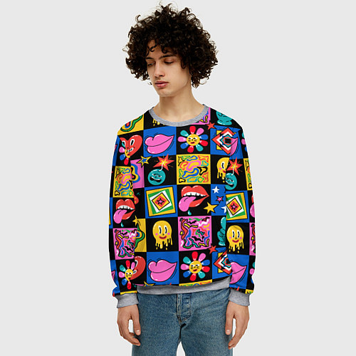 Мужской свитшот Funny cartoon characters / 3D-Меланж – фото 3