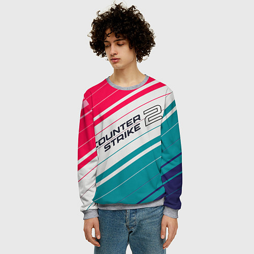 Мужской свитшот Counter strike 2 полосы / 3D-Меланж – фото 3