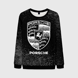 Свитшот мужской Porsche с потертостями на темном фоне, цвет: 3D-черный
