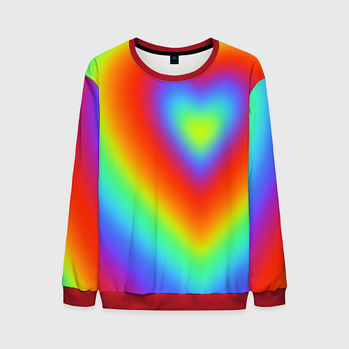 Мужской свитшот Сердце - радужный градиент / 3D-Красный – фото 1