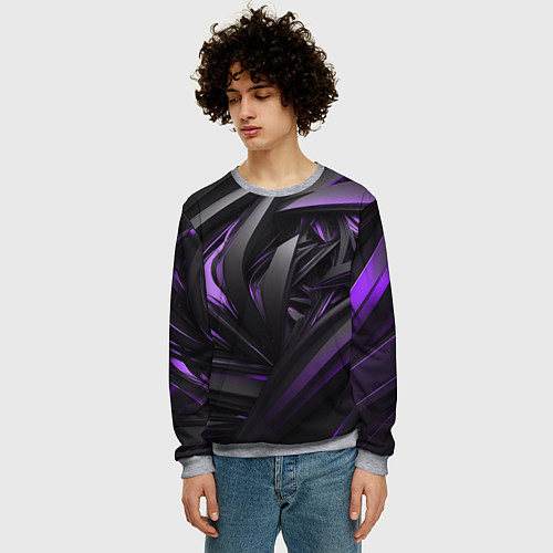 Мужской свитшот Черно-фиолетовые объекты / 3D-Меланж – фото 3