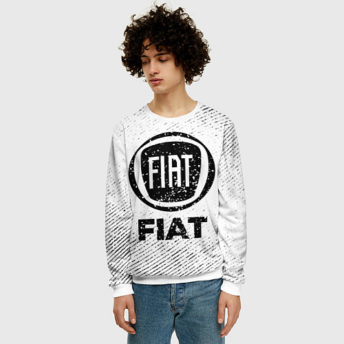 Мужской свитшот Fiat с потертостями на светлом фоне / 3D-Белый – фото 3