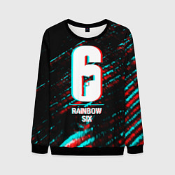 Свитшот мужской Rainbow Six в стиле glitch и баги графики на темно, цвет: 3D-черный