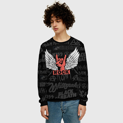 Мужской свитшот Рок хэви-метал / 3D-Черный – фото 3