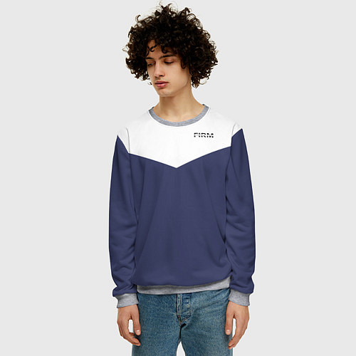 Мужской свитшот FIRM бело-синий / 3D-Меланж – фото 3