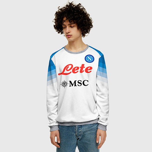Мужской свитшот Хвича Кварацхелия Наполи форма гостевая / 3D-Меланж – фото 3