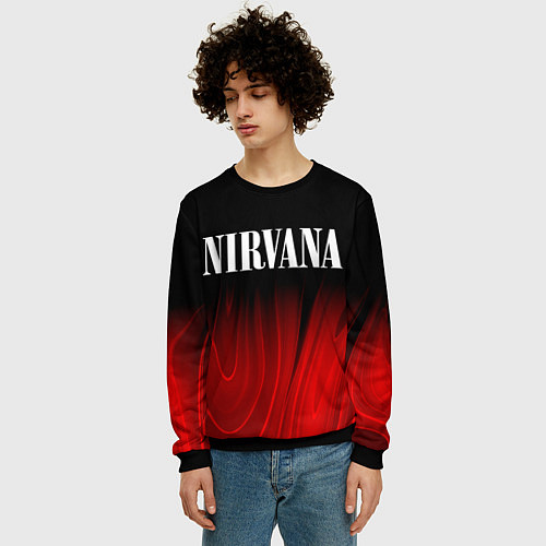 Мужской свитшот Nirvana red plasma / 3D-Черный – фото 3