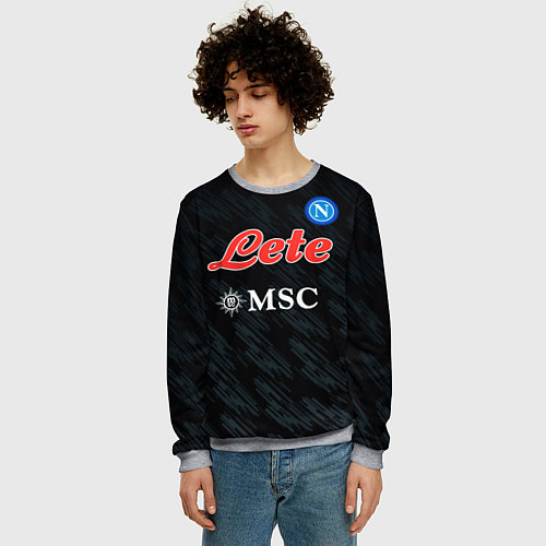 Мужской свитшот Хвича Кварацхелия Наполи форма третья / 3D-Меланж – фото 3
