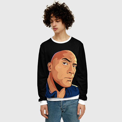 Мужской свитшот Дуэйн Джонсон бровь / 3D-Белый – фото 3