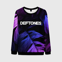 Свитшот мужской Deftones neon monstera, цвет: 3D-черный