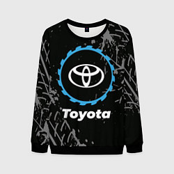 Свитшот мужской Toyota в стиле Top Gear со следами шин на фоне, цвет: 3D-черный