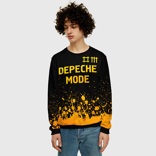 Мужской свитшот Depeche Mode - gold gradient: символ сверху / 3D-Черный – фото 3