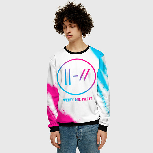 Мужской свитшот Twenty One Pilots neon gradient style / 3D-Черный – фото 3