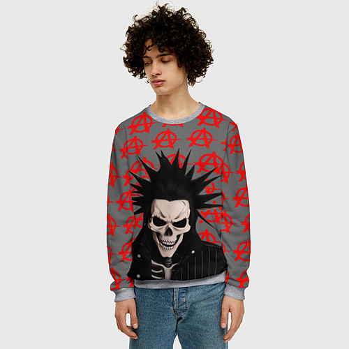 Мужской свитшот Дохлый панк / 3D-Меланж – фото 3