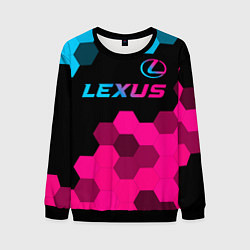 Свитшот мужской Lexus - neon gradient: символ сверху, цвет: 3D-черный