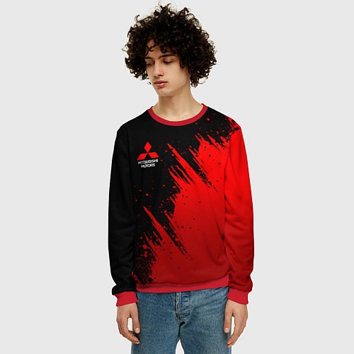 Мужской свитшот Mitsubishi red - red sport / 3D-Красный – фото 3