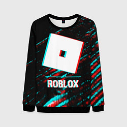 Свитшот мужской Roblox в стиле glitch и баги графики на темном фон, цвет: 3D-черный