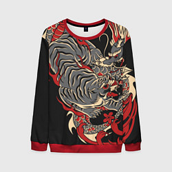 Свитшот мужской Борьба тигра с драконом, цвет: 3D-красный
