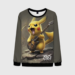 Свитшот мужской Pikachu rock, цвет: 3D-черный