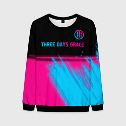 Свитшот мужской Three Days Grace - neon gradient: символ сверху, цвет: 3D-черный
