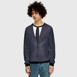 Свитшот мужской Деловой пиджак с рубашкой, цвет: 3D-черный — фото 2