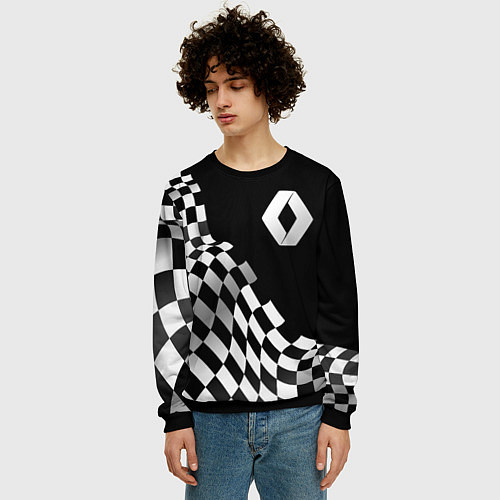 Мужской свитшот Renault racing flag / 3D-Черный – фото 3
