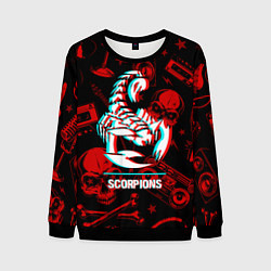 Свитшот мужской Scorpions rock glitch, цвет: 3D-черный