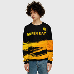 Свитшот мужской Green Day - gold gradient: символ сверху, цвет: 3D-черный — фото 2