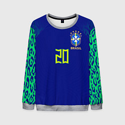 Свитшот мужской Винисиус Жуниор ЧМ 2022 сборная Бразилии гостевая, цвет: 3D-меланж