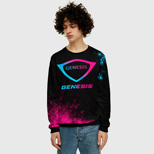 Мужской свитшот Genesis - neon gradient / 3D-Черный – фото 3